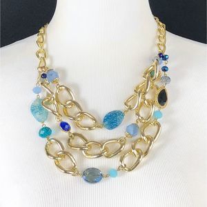 GNW Multi Strand Necklace 3-Layered Curb Chain NEW